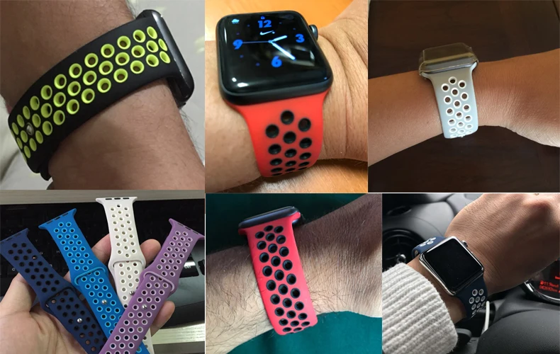 Ремешок силиконовый спортивный для apple watch nike 42 мм 38 iwatch 3/2/1|Ремешки часов| |