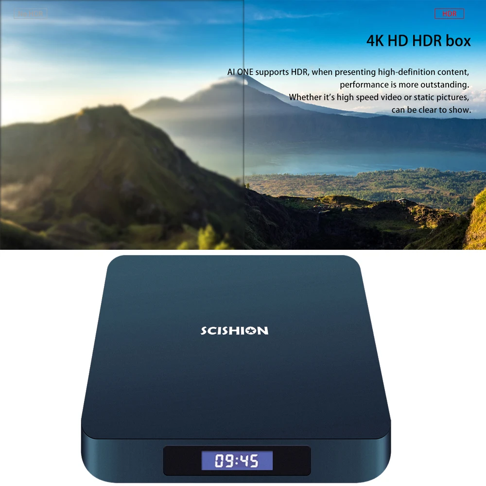 SCISHION AI One Android tv Box android 8,1 4K 2G/16G WiFi BT4.0 медиаплеер дисплей экран Голосовое управление PK Z28 X96mini tv box