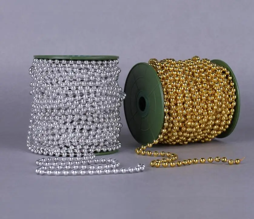 25 метров 6 мм круглые позолоченные металлические бусины гирлянда Свадебный