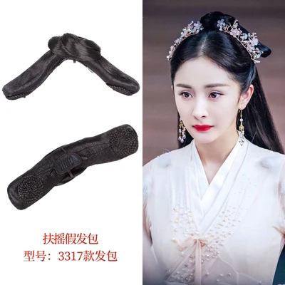 hair wig 3317 Мульти-дизайн YangMi Древний китайский Меч леди длинные волосы парики волосы булочки с аксессуары для волос для ТВ Играть императрица фу Яо - Цвет: hair wig 3317