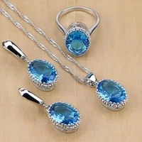 Mystic 925 пробы серебряные свадебные украшения Шампанское AAAA фианит Ювелирные наборы для Для женщин ювелирные изделия серьги/подвеска Цепочки и ожерелья/кольца