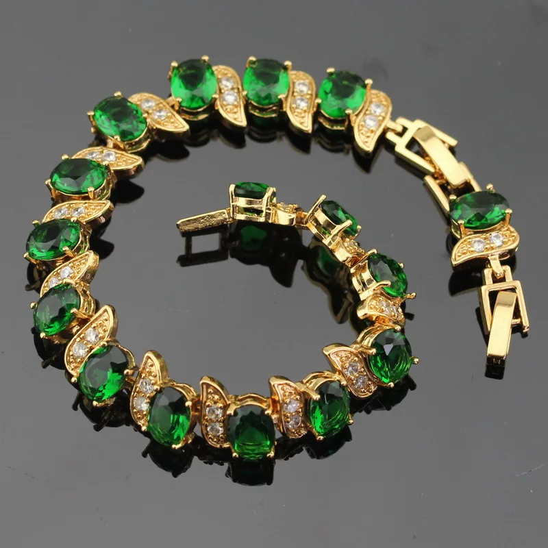 Женский комплект украшений WPAITKYS вечерние Наборы золотого цвета с Зелеными