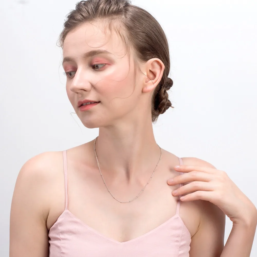 ORSA JEWELS Чистая 925 боковая цепочка с маленьким шариком длиной 45 см, простая модная женская цепочка из стерлингового серебра, ювелирные аксессуары SC22