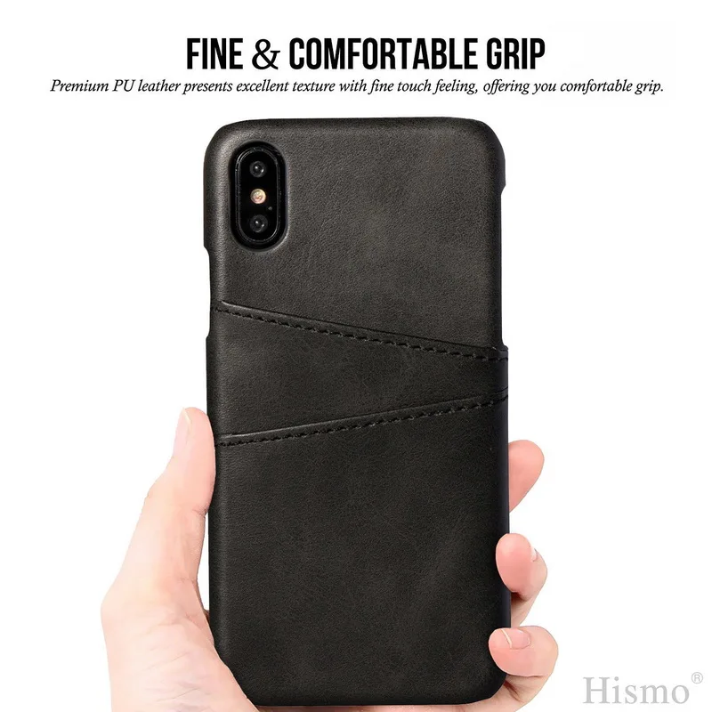 Black Модный ультра тонкий чехол для телефона из искусственной кожи для iPhone X 10 8 Plus Жесткий ПК слот для карт чехол для iPhone X 6 6 S 7 Plus - Цвет: Black