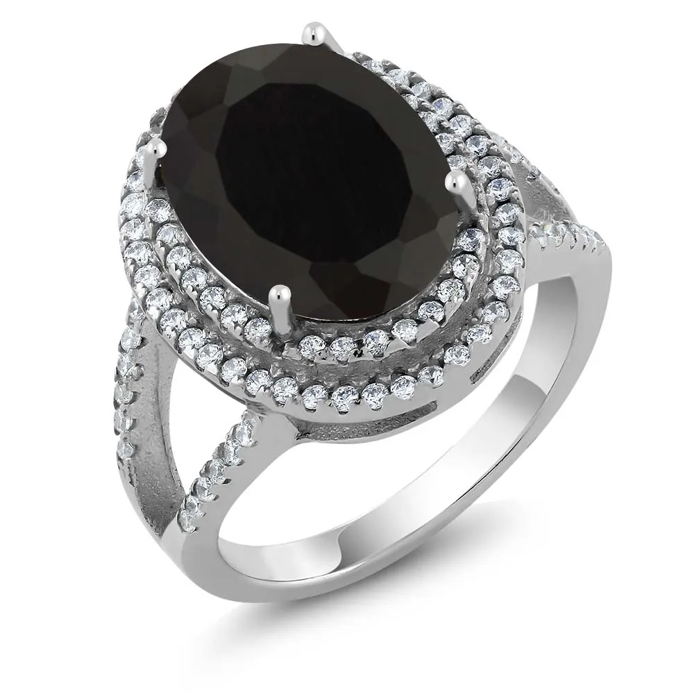 GemStoneKing 6 44 Ctw 14X10MM натуральный камень "черный оникс" кольцо из стерлингового
