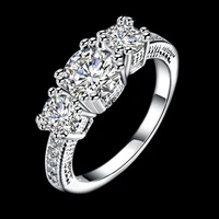 fashion jewelry silver color ring white cubic zirconia gift party anniversary engagement wedding ring for women ar2143