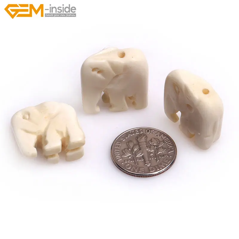Бисер с объемной резьбой в виде слона 3 шт. выбор размеров белый желтый бисер