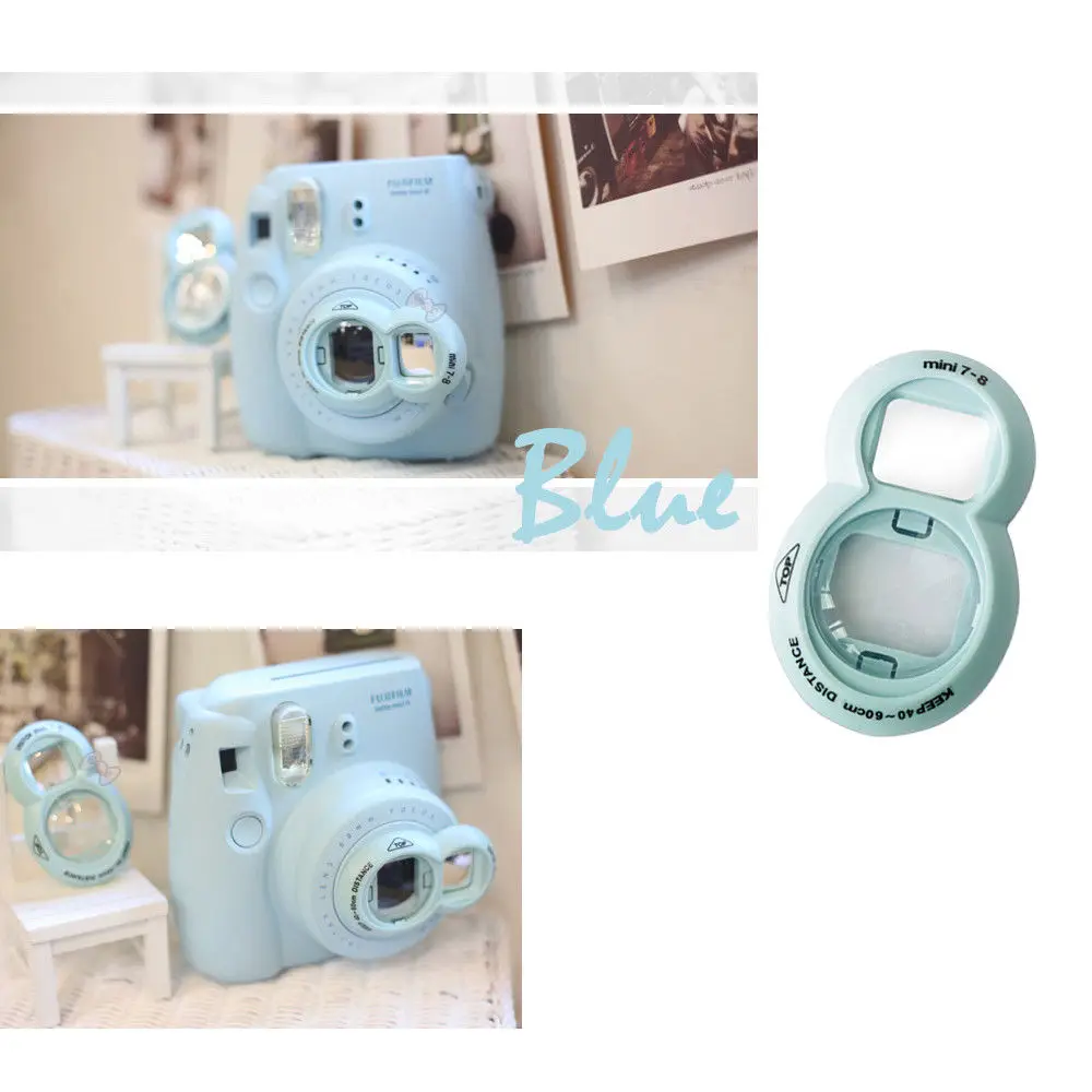 Blue Для Fujifilm Instax camera Mini 9 Mini 8 Mini 7s PIC-300 пленочный объектив крупным планом с зеркалом для селфи с милым классическим дизайном - Цвет: Blue