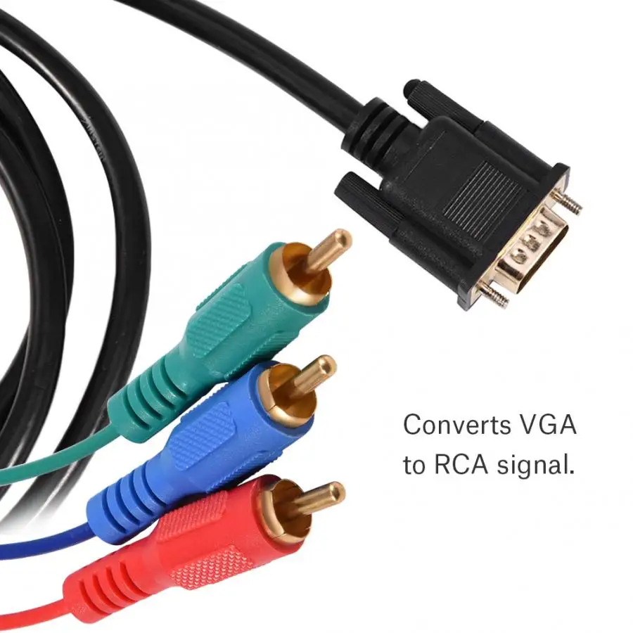 5 футов 1 м VGA штекер 15 pin to 3 RCA видео кабель адаптер для HDTV PC DVD ноутбук |