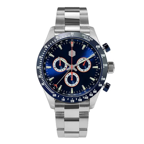 blue San Martin новые винтажные кварцевые часы с керамическим ободком швейцарские часы высокого качества наручные часы из нержавеющей стали часы с хронографом - Цвет: blue