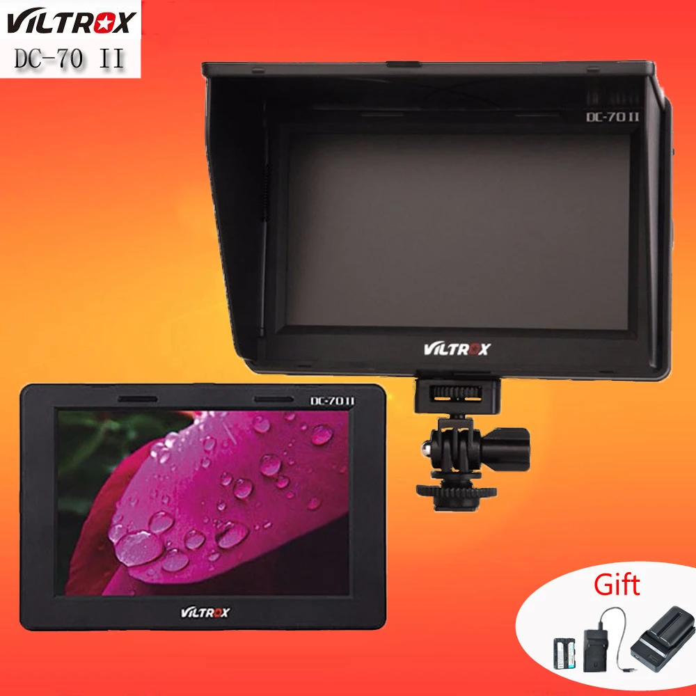 Viltrox 7 ''DC-70 II 1280x800 HD lcd HDMI AV вход камера видеомонитор дисплей и батарея и зарядное устройство для Canon Nikon DSLR BMPCC