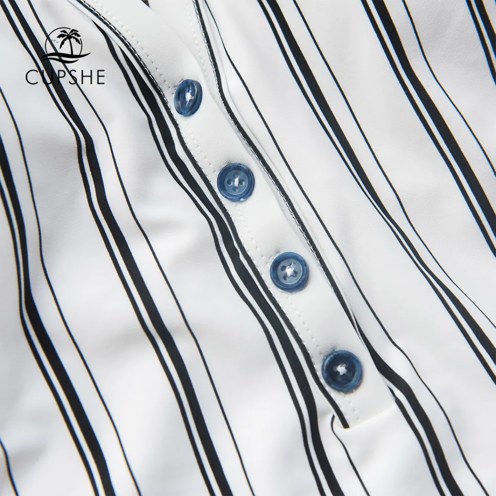 CUPSHE в Вертикальную Полоску с принтом Цельный купальник сексуальный v образный