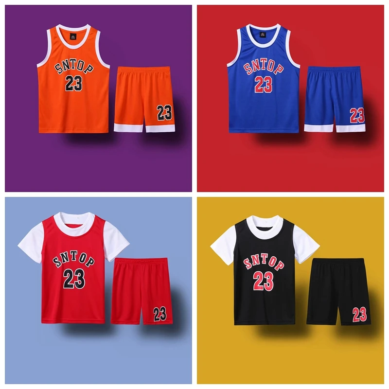 Детская баскетбольная форма для мальчиков и девочек с коротким рукавом номером 23