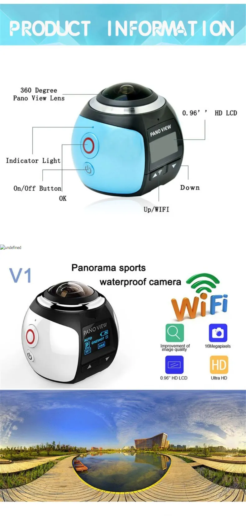JOZQA 360 градусов панорамная камера HD 4 K Водонепроницаемая DV c Wi-Fi мини 3D эффект камера