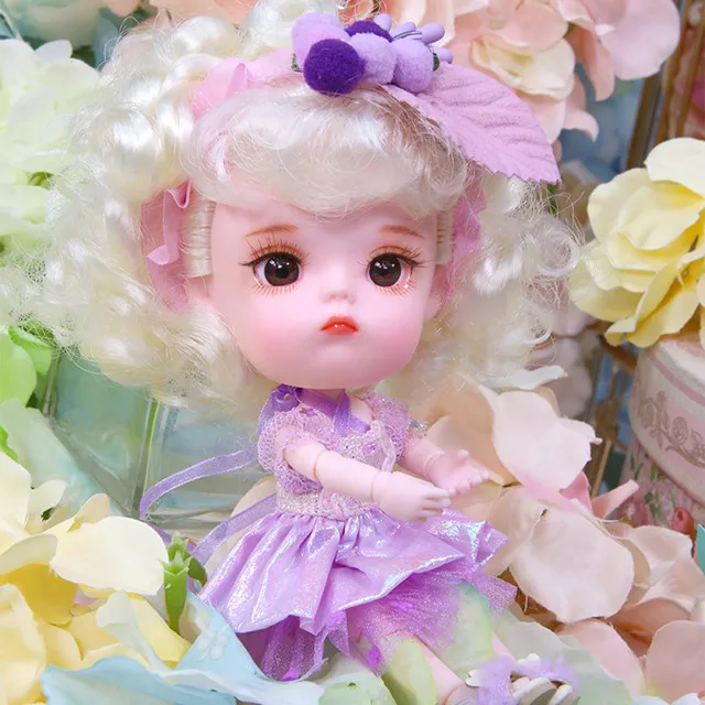 Grape 1/12 BJD кукла 26 шарнирное тело 14 см мини кукла серия DODO кукла с костюмом и обувью макияж и коробка в подарок OB11 - Цвет: Grape