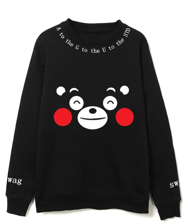Модные женские флисовые толстовки Kpop с рисунком медведь kumamoto Толстовка k-pop Bangtan