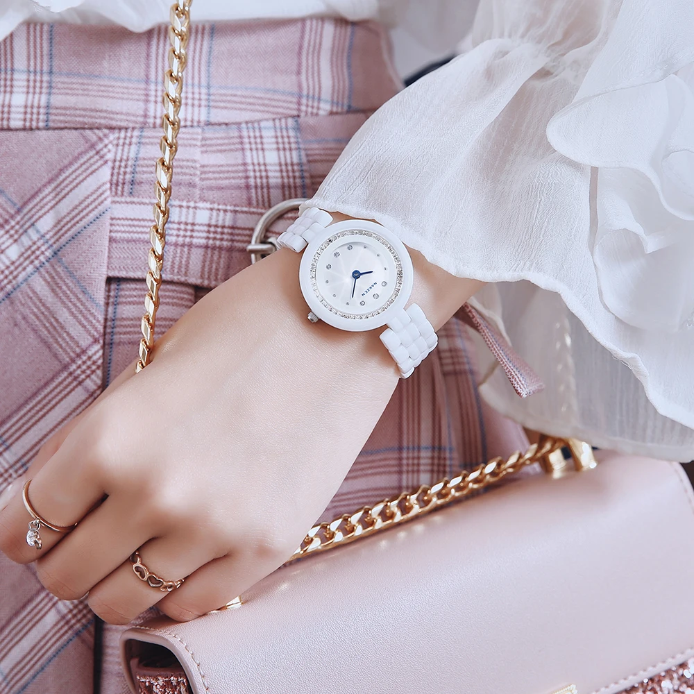 Часы NAKZEN женские кварцевые с керамическим ремешком брендовые люксовые модные со