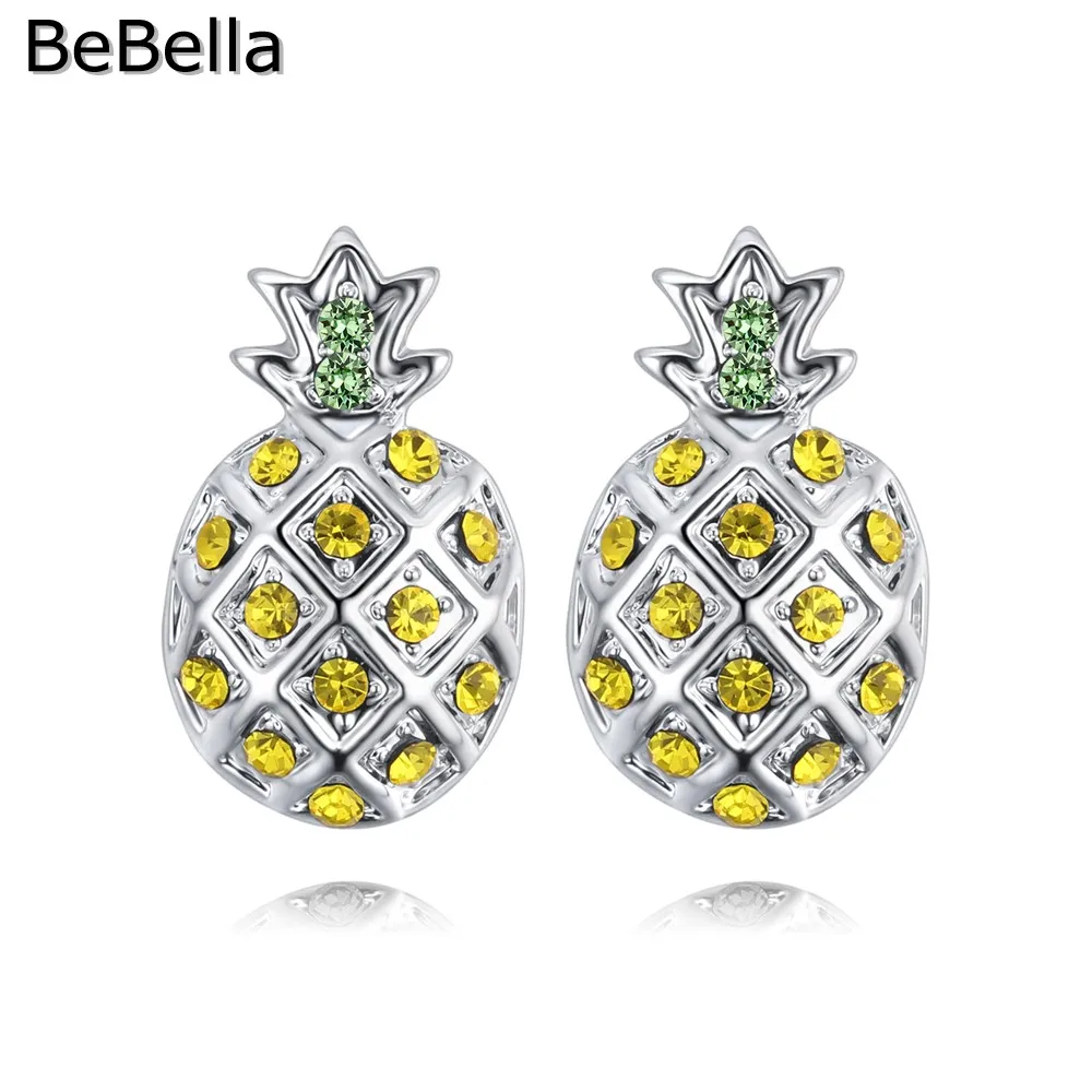 Женское украшение в виде ананаса с чешскими кристаллами|pineapple stud earrings|stud