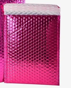 dark pink 50x заказной Логотип Печатный пластиковый конверт на заказ поли почтовый мешок Розовый противоударный металлический padad упаковка конверт - Цвет: dark pink