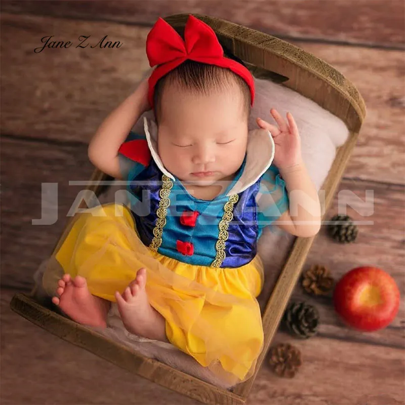 Jane Z Ann Newborn Baby Photography Props Fotografia Princess Snow White Dress+Headwear Cosplay Costume Studio Shoot Photo | Детская