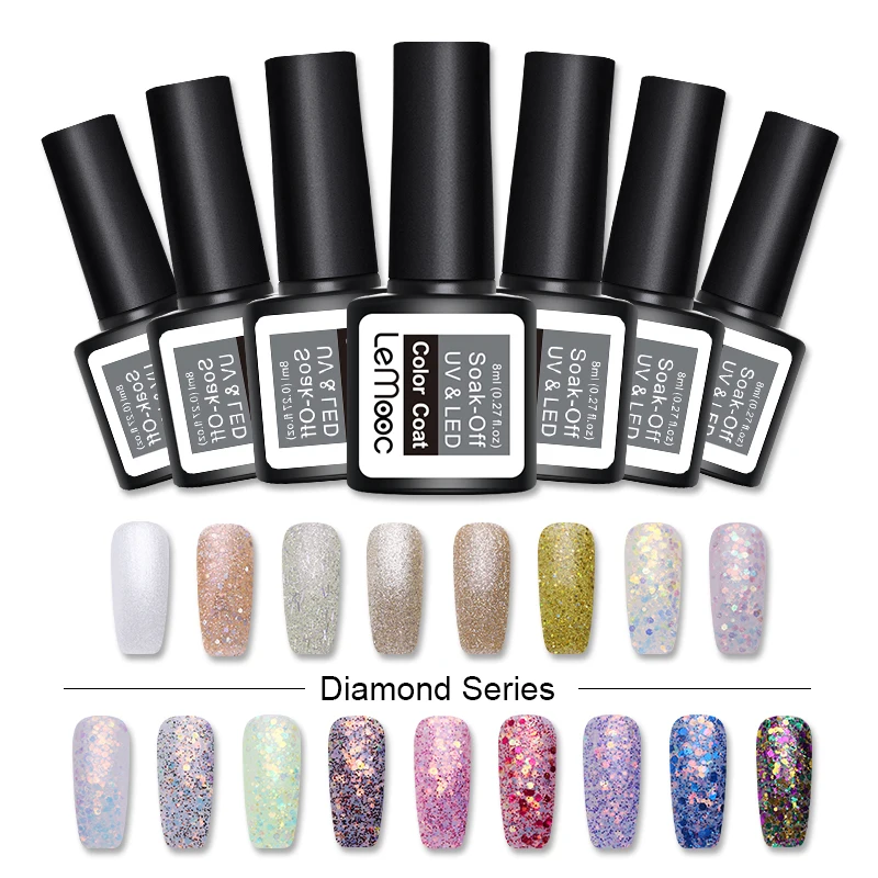 Блестящий блестящий гель LEMOOC 8 мл лак для ногтей отмачиваемый УФ-Гель-лак Гель-лак