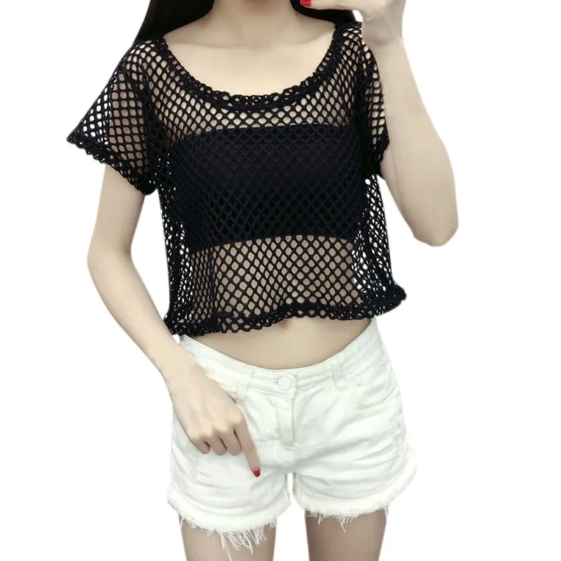 

Female Short Sleeve Summer tshirt Sexy Women Black Hollow Out Tee Tops Outwear T Shirts Summer