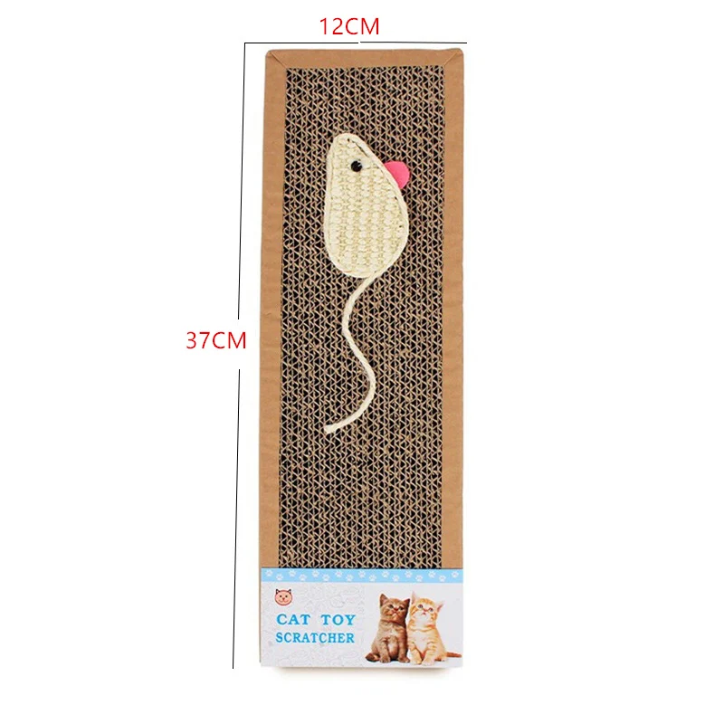 37x12x2cm 4 см трапециевидный игровой коврик для кошек, Гофрированный С Подарочной Кошачьей Мятой, безопасная карточная доска, мышь/рыба, кошка, скребок, игрушка - Цвет: 37x12x2cm