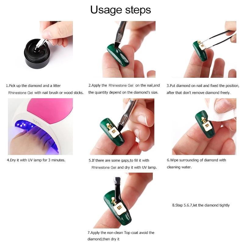 Гель лак ROSALIND для ногтей 5 мл приклеивающиеся стразы УФ светодиодный