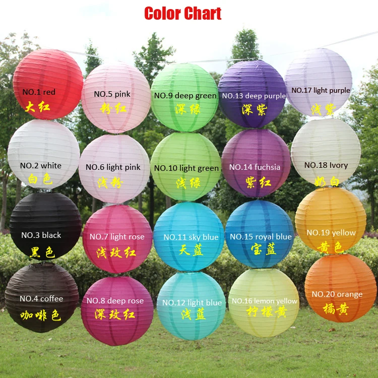 

5pcs/lot 10''(25cm) Chinese Paper Round Lantern 20 Colors for Choose Paper Lanterns for Wedding Birthday Party Decorations