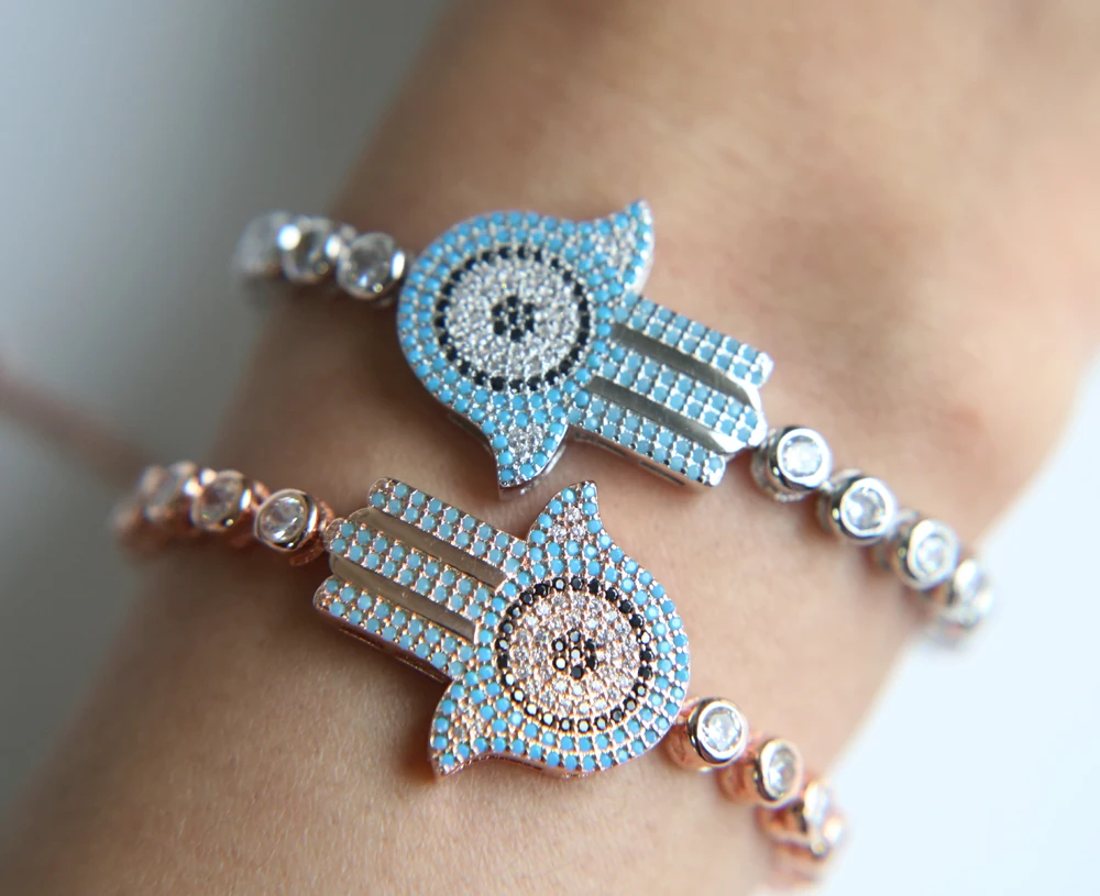 Рука Фатима фиолетовые бриллиантовые браслеты Хамса ручной браслет