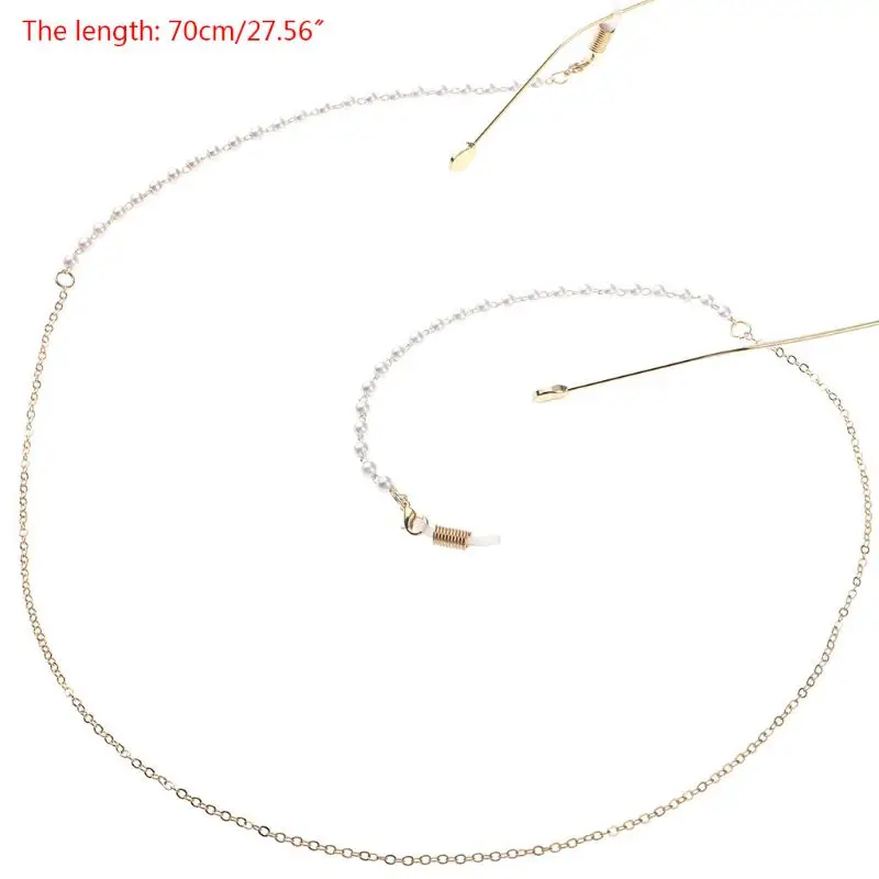 Цепочка для очков с искусственным жемчугом, мини-браслет с бусинами, нескользящее ожерелье, украшение, шнурок, шнурок, Модный золотой роскошный шнур для Rea