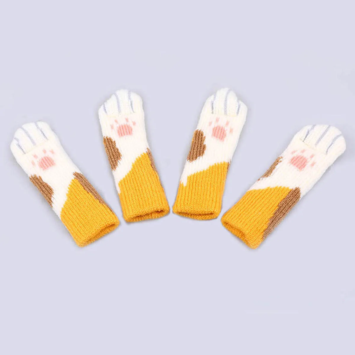 Yellow pattern 4 шт. Нескользящие Милая кошачья лапа Нескользящая мебель ноги колпачок стул ноги коврик бампер стол ноги носки мебель ноги протектор - Цвет: Yellow pattern