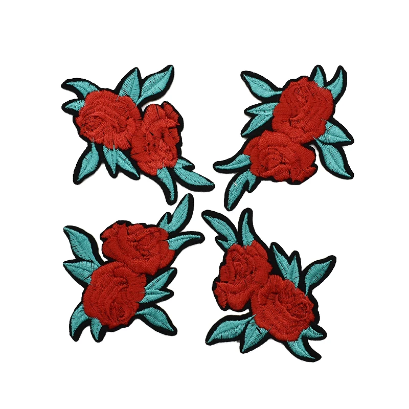 20 шт маленькие красные зеленые цветочные нашивки вышитые утюжок на/пришить