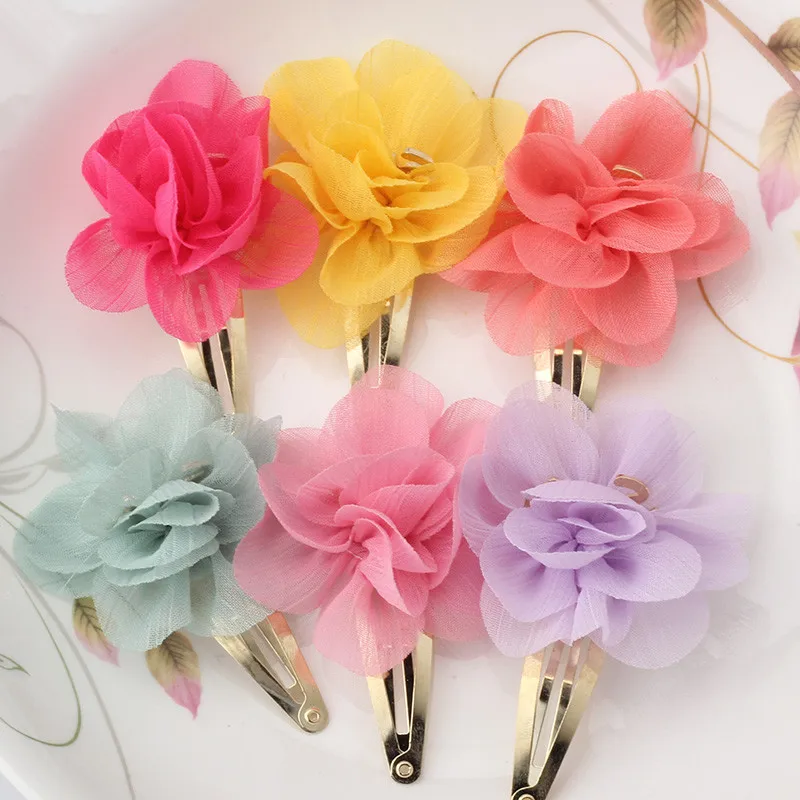 M New Chiffon Flower Smile Letter Hairpins Baby Children Hair Accessories Girls Fresh Color Clip | Детская одежда и обувь