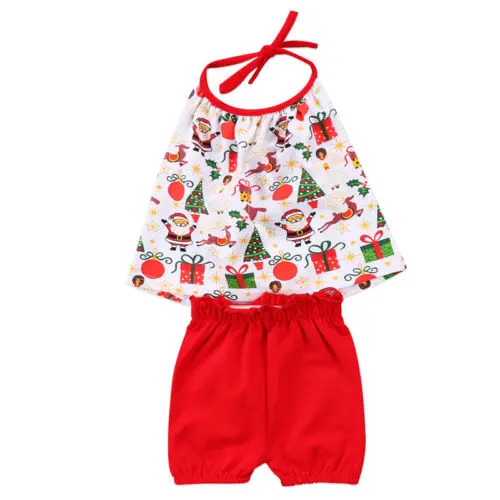 Комплект одежды для девочек рождественские вечерние топы новорожденных блузка и