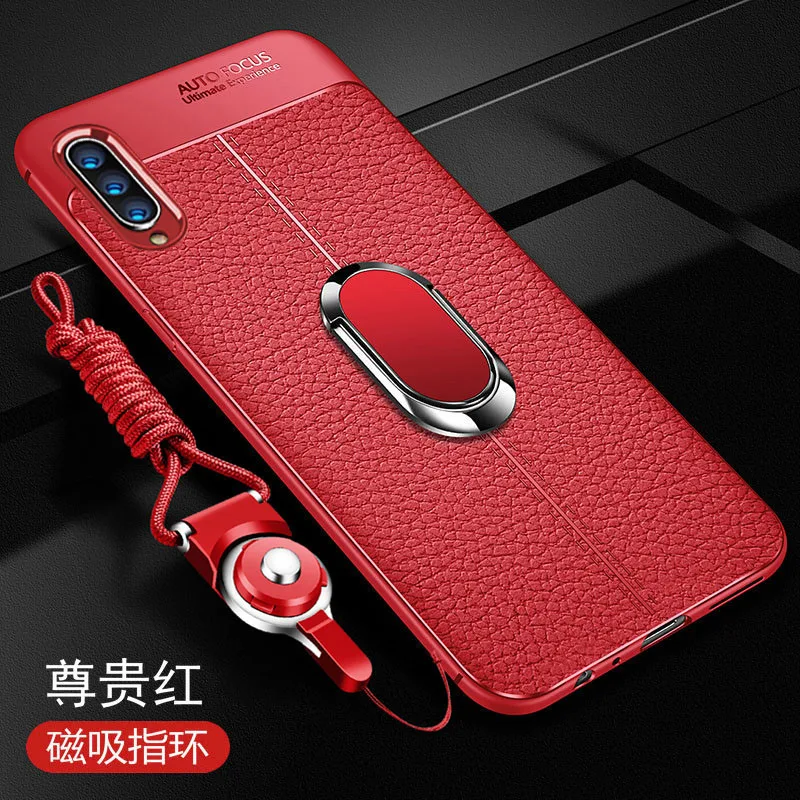 red Чехол для samsung Galaxy A30 A50, роскошный кожаный чехол с магнитным кольцом-подставкой для samsung a10 a40 a70 M10 M20 - Цвет: red