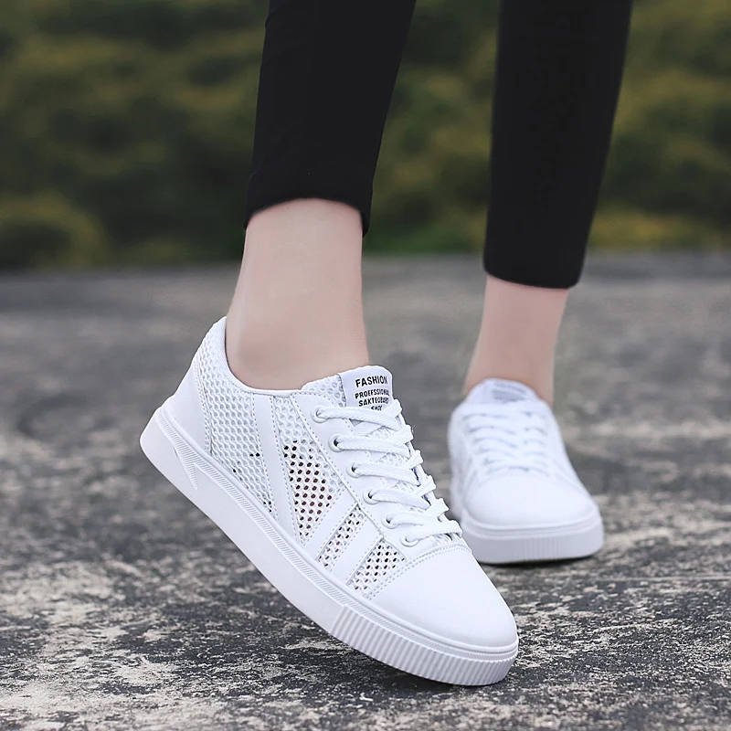 2019 Новая женская повседневная обувь дышащая износостойкая удобные белые туфли с