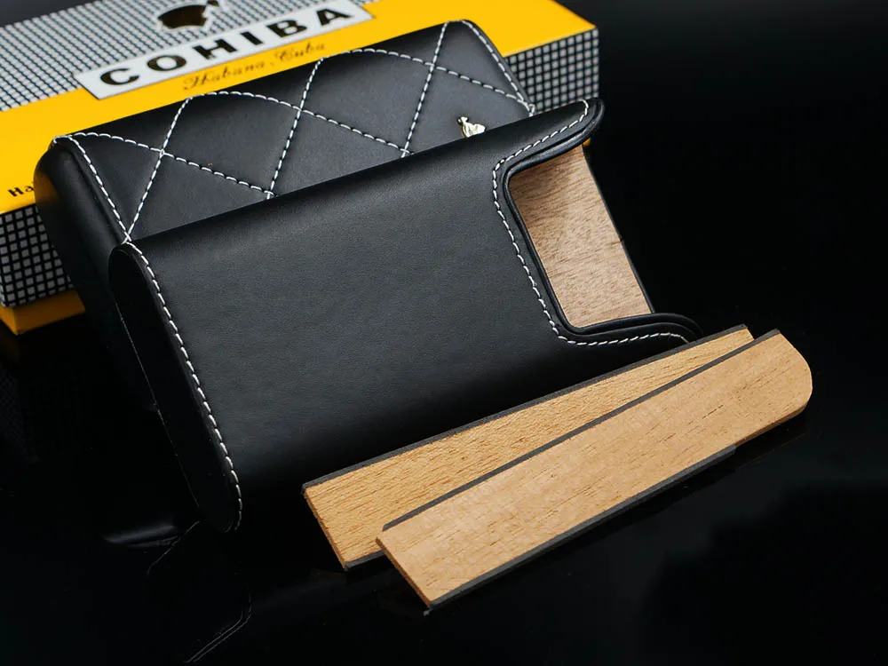 Robustos COHIBA кожаный регулируемый чехол для сигар из кедра и дерева путешествий Humidor