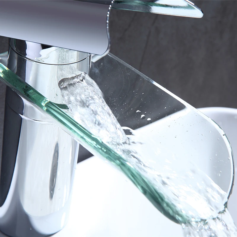 Стеклянный смеситель для ванной комнаты круглый водопад.