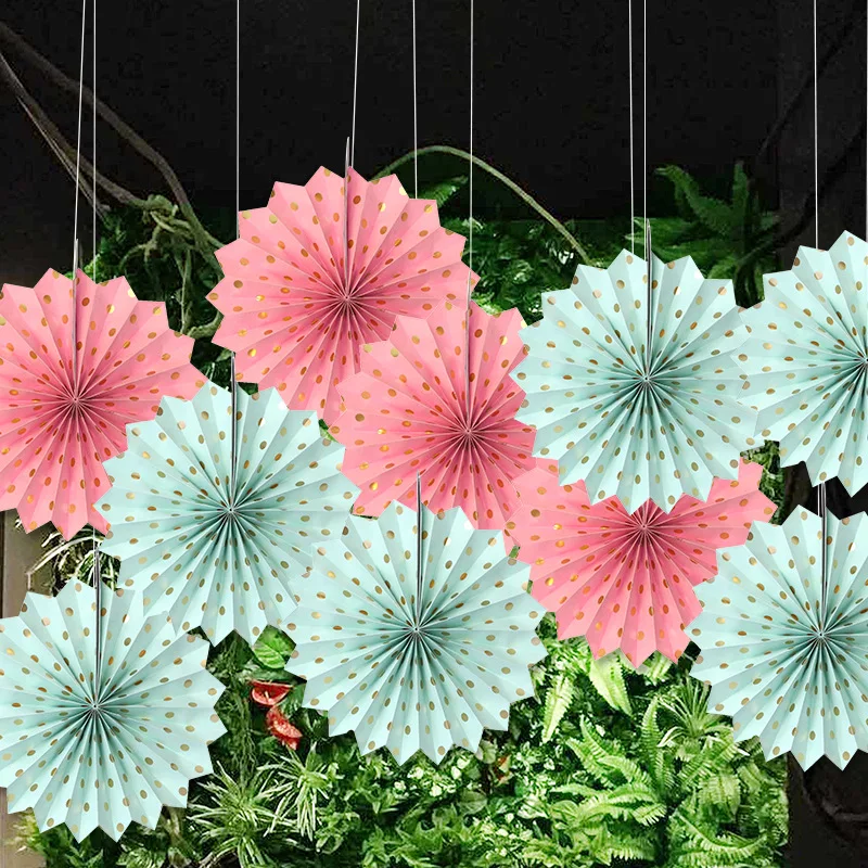 12'ཚcm 1 шт. Золотой горошек бумажный веер висячий декор для стен DIY Pinwheel