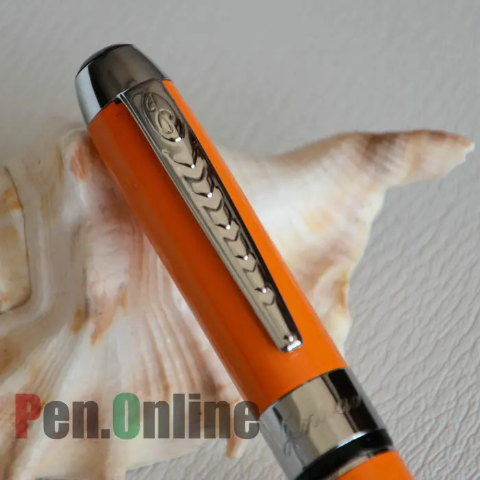 Перьевая ручка JINHAO 250 яркий оранжевый 18KGP Средний наконечник и Серебряная отделка