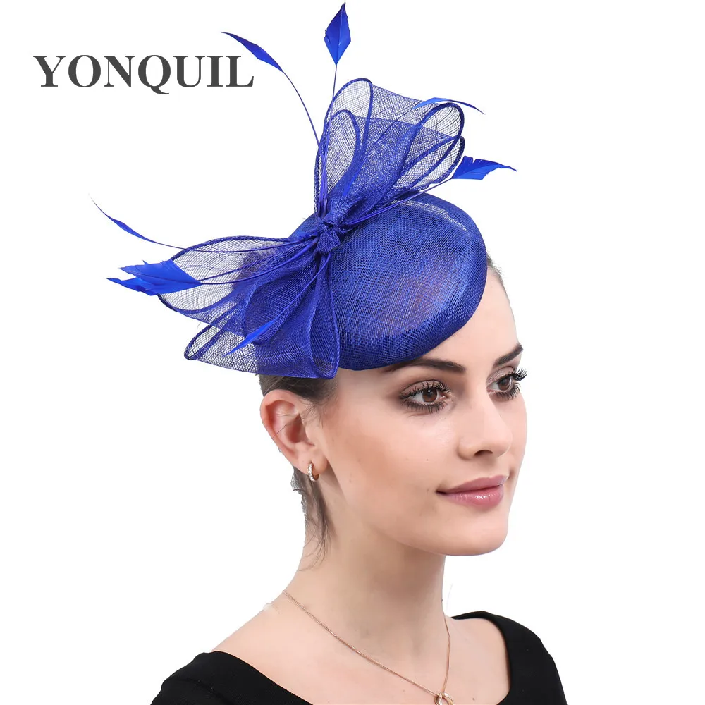 Свадебные Королевский синий цвет аксессуары Fascinator белье чародей заколки свадебная фата шляпа Для женщин украшения головной убор стиль