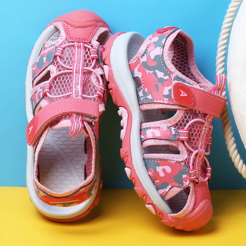 Сандалии детские из искусственной кожи пляжная обувь с закрытым носком