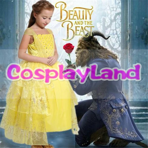 2017 новейший желтый костюм косплей платье для девочек|princess cosplay|cosplay costumebelle princess |