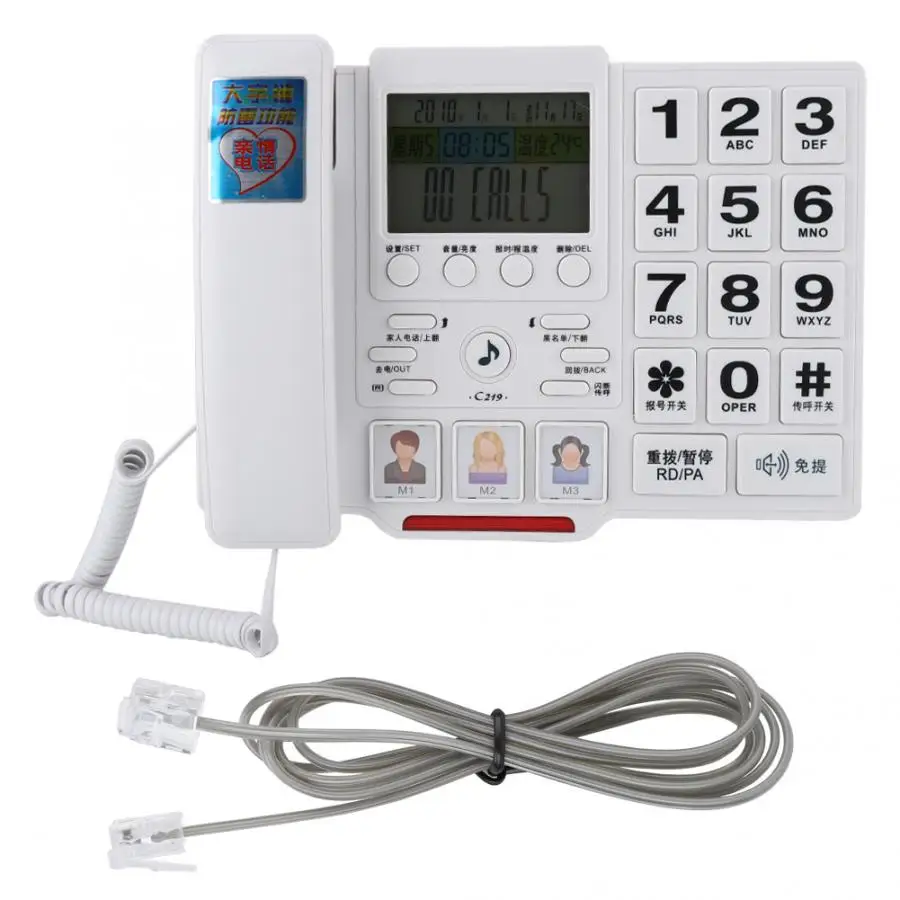 Telefon C219 простой стиль стационарный телефон стационарный Настольный телефон для домашний рабочий стол telefono fijo - Цвет: Белый