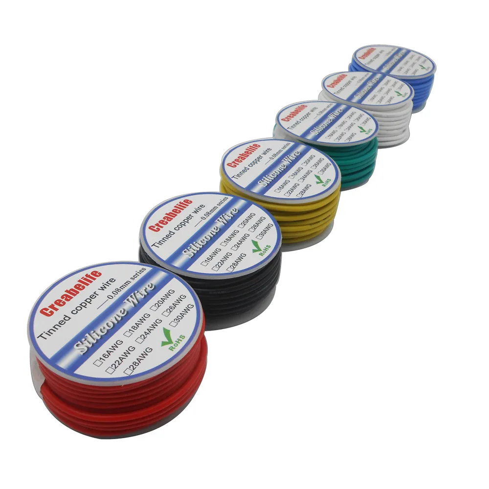 60 м 16 AWG гибкий силиконовый провод RC кабель OD 3 0 мм линия 6 цветов с катушкой