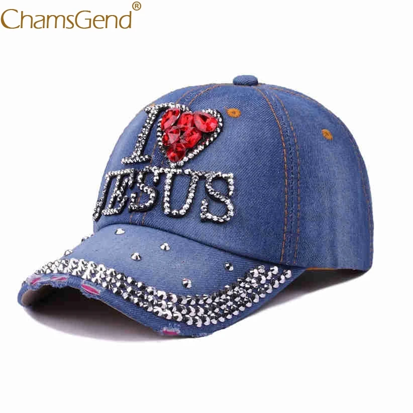 Snapback I LOVE JESUS Стразы с заклепками джинсовые бейсболки для женщин и мужчин хип-хоп шляпа 80503 Прямая поставка