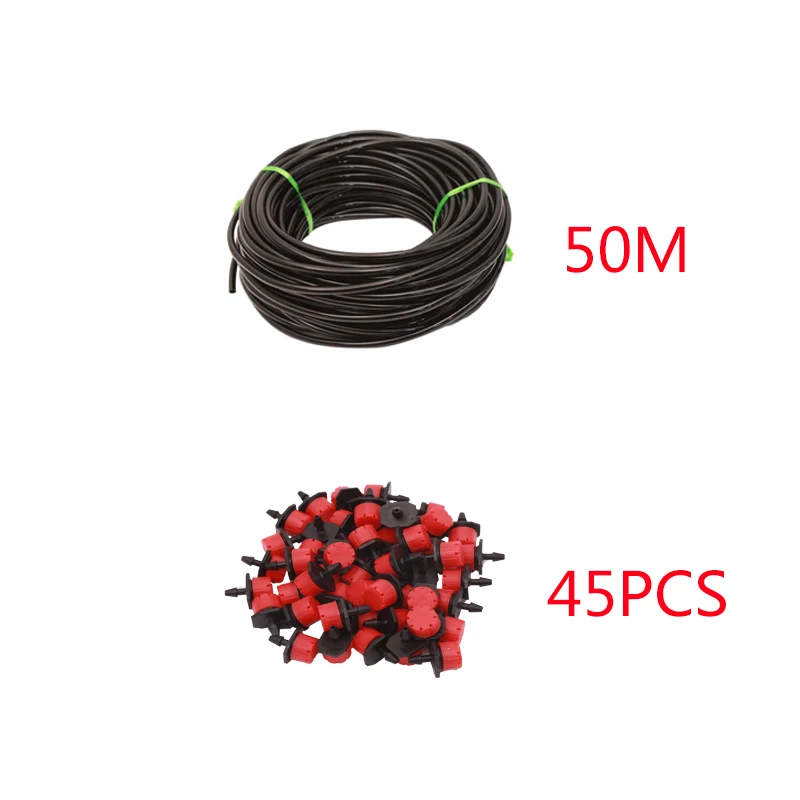50M 60 м/70 м/80 м+ 75 Колючая Тройник красная капельная насадка автоматическое устройство орошения Набор для полива садовый комплект ПВХ водопровод Капельное орошение - Цвет: 50M