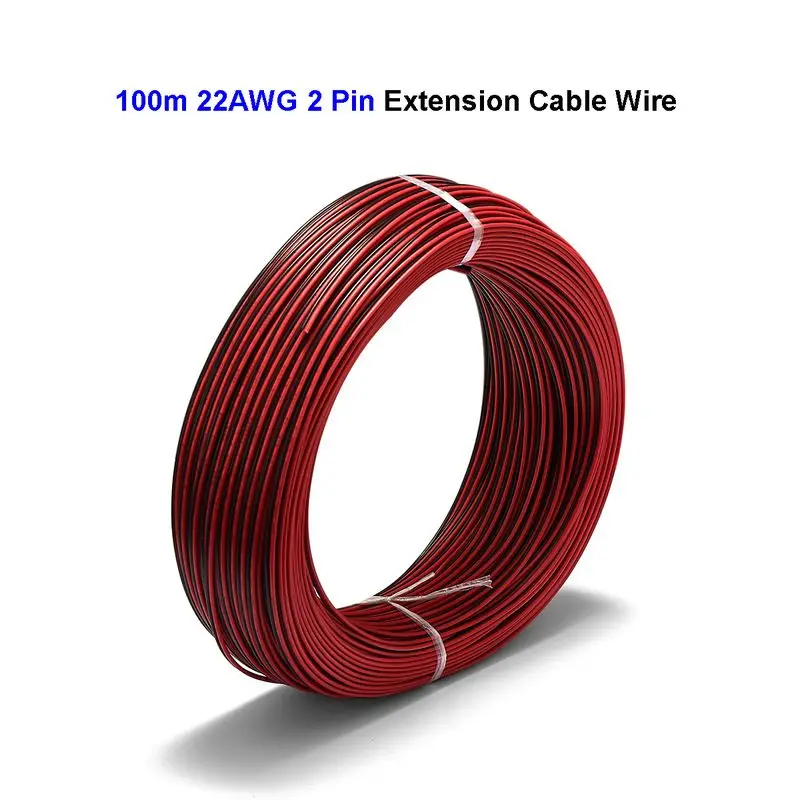 100 м 2 Pin 22AWG 20AWG 18AWG кабель-удлинитель для красные, черные электрические провода для 3528 5050 Светодиодные ленты светильник Модуль SM JST разъем