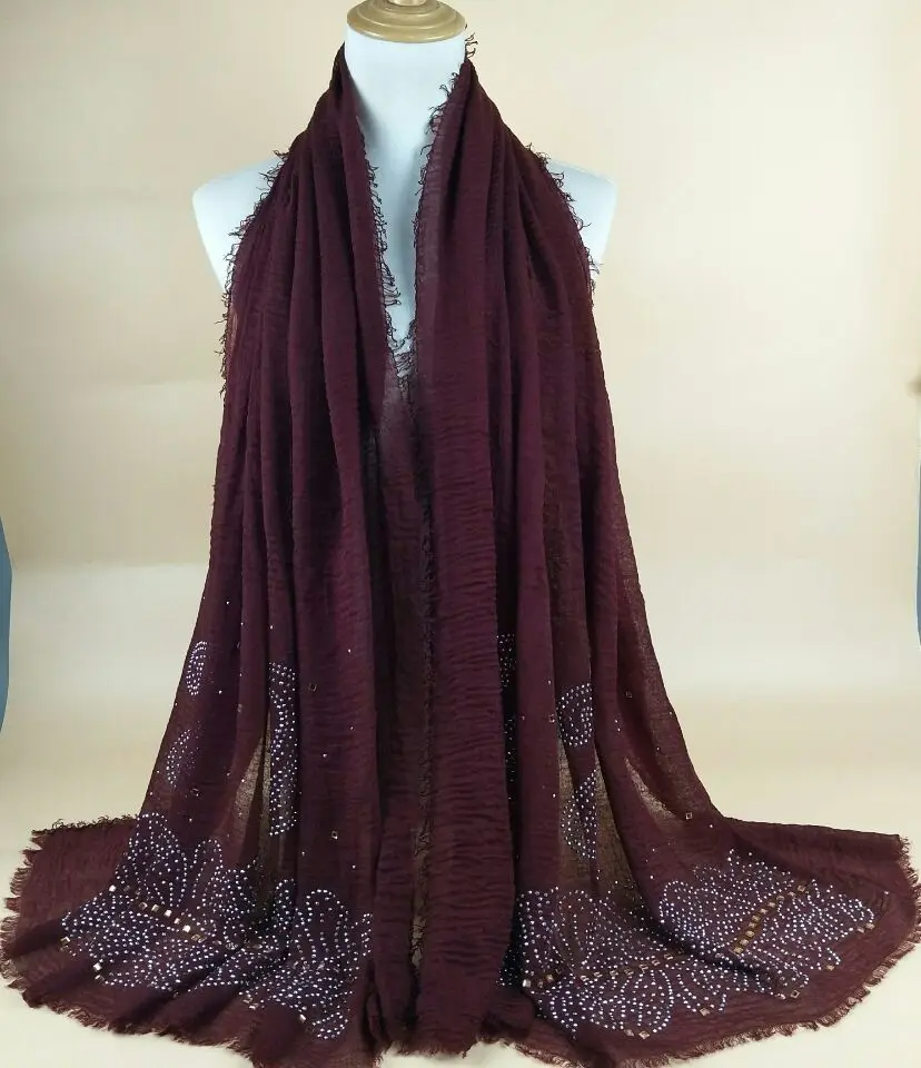 F5 высокого качества с бисером diamond пузырьковая вискоза хиджаб шарфы шарф женщин